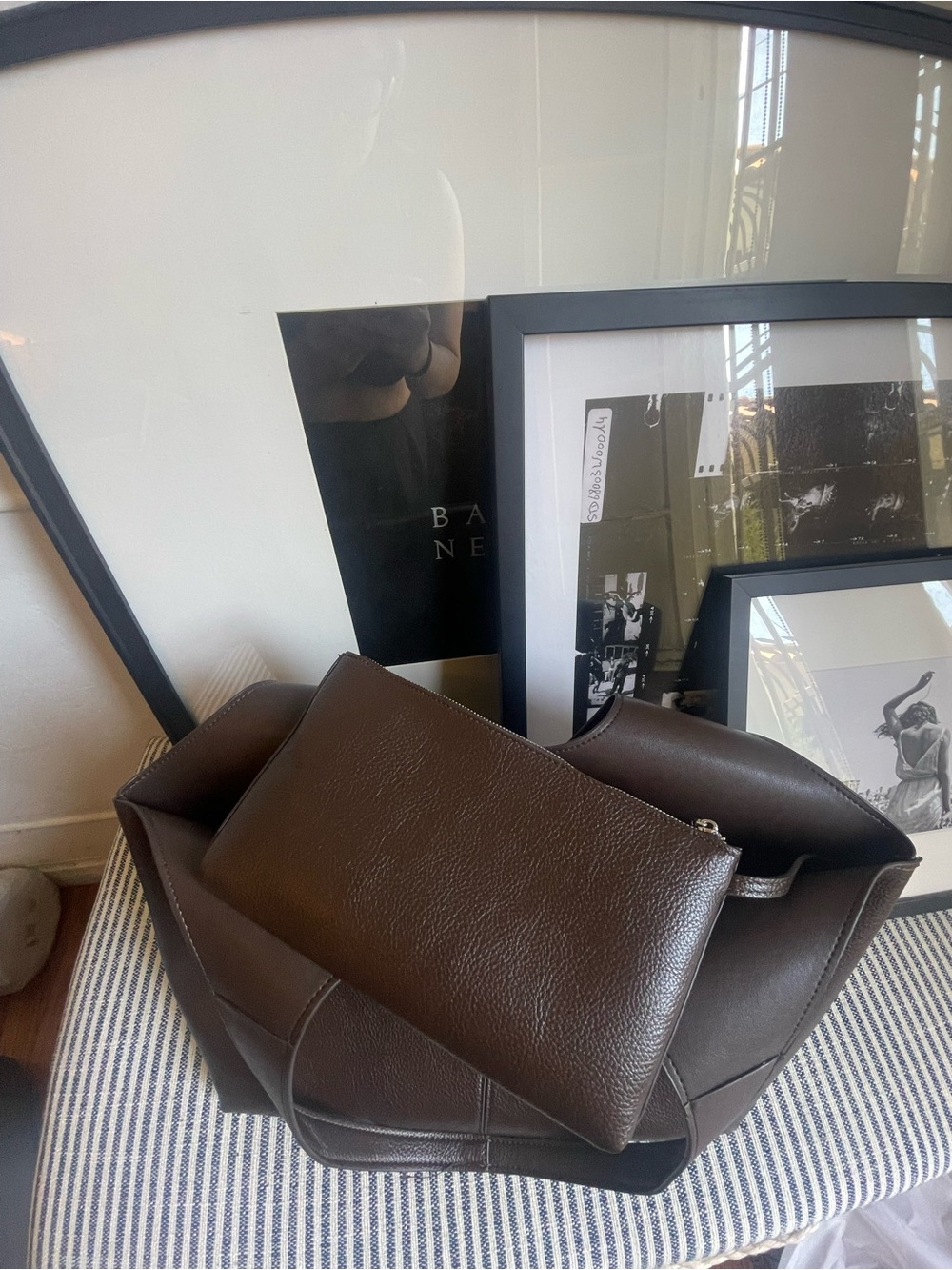 MANGO Large Faux Leather Shopper Tote in Brown/Chocolate - Picture 4 of 9
